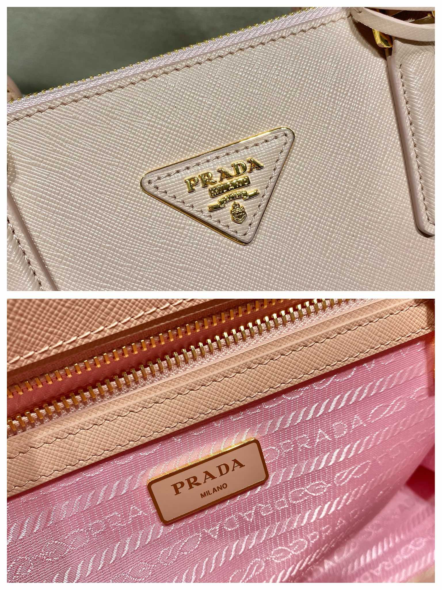 Prada Medium Galleria Saffiano Leather Bag Tote Shoulder Bag Powder Pink 1BA863